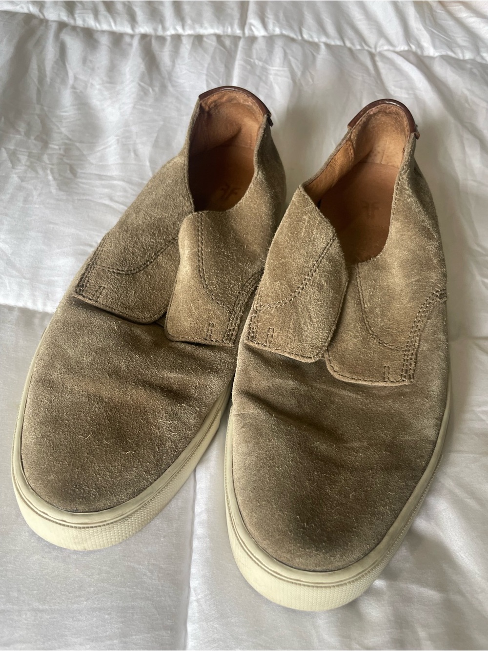 Frye Olive Brown Suede Slip-On Loafers